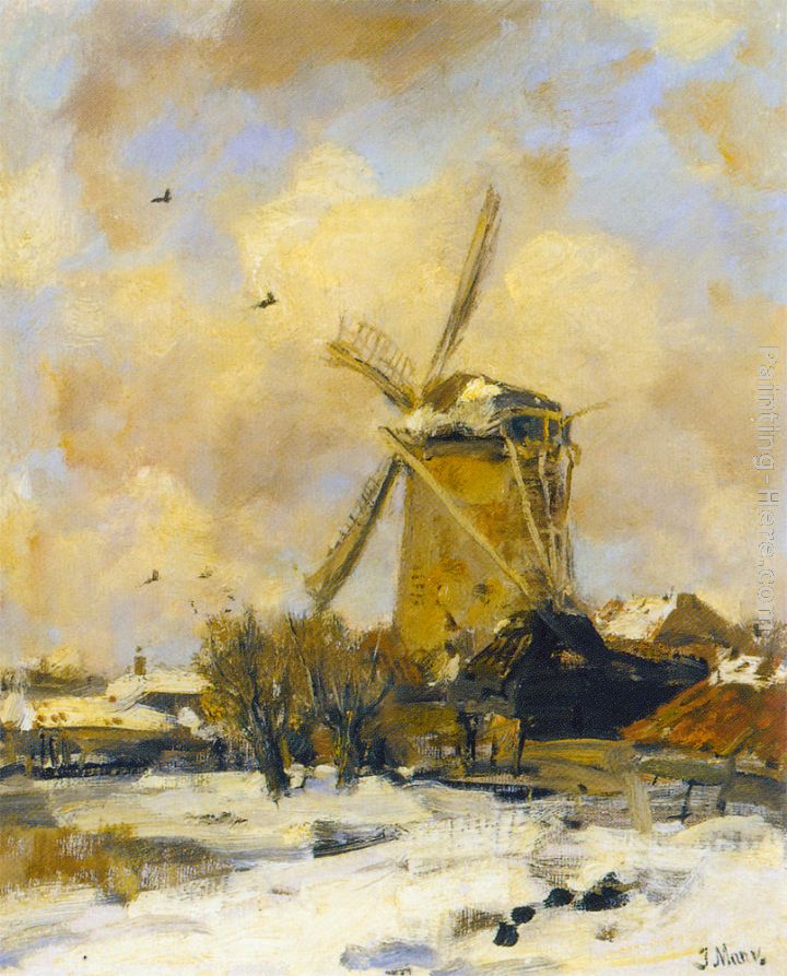 Jacob Henricus Maris A Windmill in a Winter Landscape